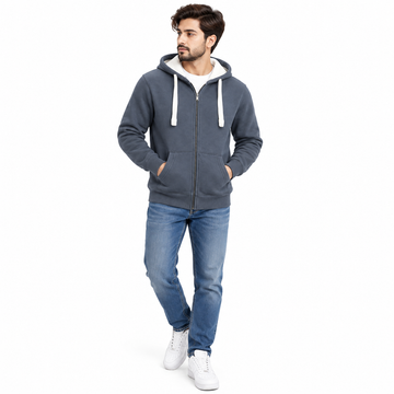 TheSilkWood Premium Cream Full-Zip Hoodie for Men