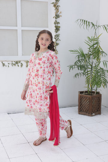 Embroidered Girls’ Party Dress – Pink